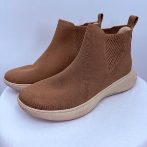 VIVAIA Tan Knit Ankle Boots Size 42.5 Lightweight Comfort Sock Booties